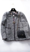 CHANEL 10PF Gray Wool Mohair Boucle Tweed Jacket 40 42 シャネル グレー ウール モヘア ブークレ ツイード ジャケット 即発