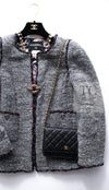 CHANEL 10PF Gray Wool Mohair Boucle Tweed Jacket 40 42 シャネル グレー ウール モヘア ブークレ ツイード ジャケット 即発