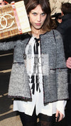 CHANEL 10PF Gray Wool Mohair Boucle Tweed Jacket 40 42 シャネル グレー ウール モヘア ブークレ ツイード ジャケット 即発