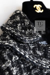 CHANEL 13B Black Gray Peter Pan Collar Wool Tweed Jacket 36 38 シャネル ブラック グレー ピーターパン襟 ウール ツイード ジャケット 即発