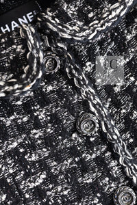 CHANEL 13B Black Gray Peter Pan Collar Wool Tweed Jacket 36 38 シャネル ブラック グレー ピーターパン襟 ウール ツイード ジャケット 即発