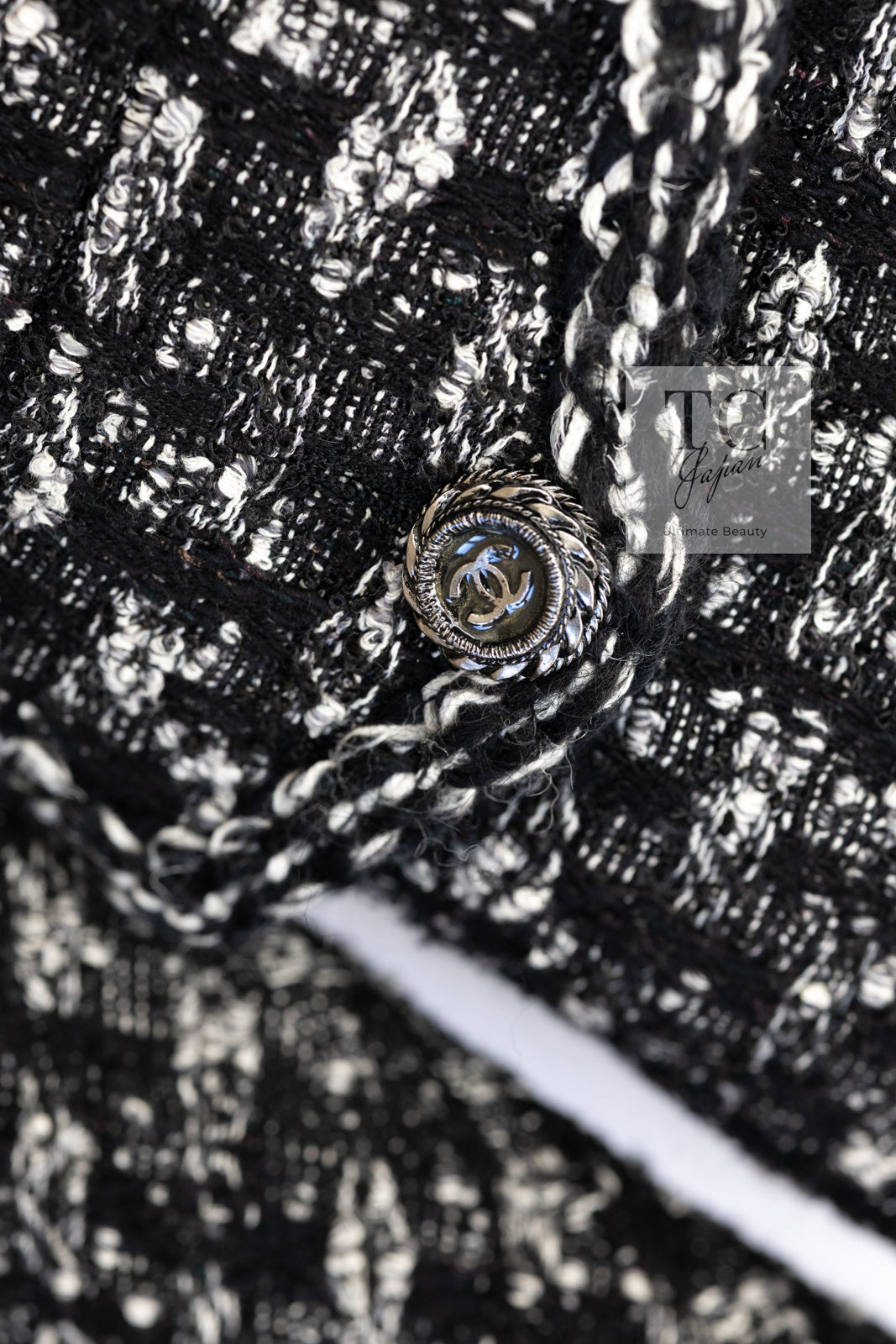 CHANEL 13B Black Gray Peter Pan Collar Wool Tweed Jacket 36 38 シャネル ブラック グレー ピーターパン襟 ウール ツイード ジャケット 即発