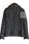 CHANEL 13B Black Gray Peter Pan Collar Wool Tweed Jacket 36 38 シャネル ブラック グレー ピーターパン襟 ウール ツイード ジャケット 即発