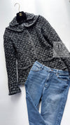 CHANEL 13B Black Gray Peter Pan Collar Wool Tweed Jacket 36 38 シャネル ブラック グレー ピーターパン襟 ウール ツイード ジャケット 即発