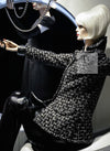 CHANEL 13B Black Gray Peter Pan Collar Wool Tweed Jacket 36 38 シャネル ブラック グレー ピーターパン襟 ウール ツイード ジャケット 即発