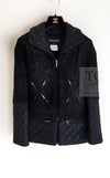 CHANEL 13A Black Quilted Metallic Zipper Tweed Jacket 34 シャネル ブラック メタリック ジッパー ツイード ジャケット 即発