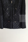 CHANEL 13A Black Quilted Metallic Zipper Tweed Jacket 34 シャネル ブラック メタリック ジッパー ツイード ジャケット 即発
