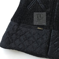CHANEL 13A Black Quilted Metallic Zipper Tweed Jacket 34 シャネル ブラック メタリック ジッパー ツイード ジャケット 即発