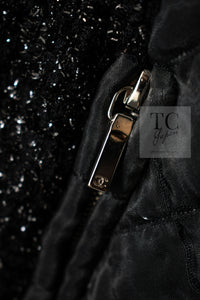 CHANEL 13A Black Quilted Metallic Zipper Tweed Jacket 34 シャネル ブラック メタリック ジッパー ツイード ジャケット 即発