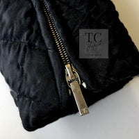 CHANEL 13A Black Quilted Metallic Zipper Tweed Jacket 34 シャネル ブラック メタリック ジッパー ツイード ジャケット 即発