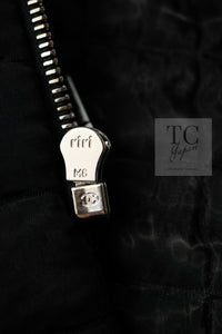 CHANEL 13A Black Quilted Metallic Zipper Tweed Jacket 34 シャネル ブラック メタリック ジッパー ツイード ジャケット 即発