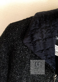 CHANEL 13A Black Quilted Metallic Zipper Tweed Jacket 34 シャネル ブラック メタリック ジッパー ツイード ジャケット 即発
