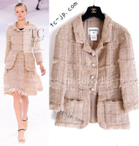 CHANEL 12S Camel Beige Organdy Jacket 36 シャネル キャメル ベージュ オーガンジー ジャケット 即発