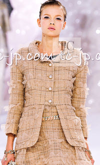 CHANEL 12S Camel Beige Organdy Jacket 36 シャネル キャメル ベージュ オーガンジー ジャケット 即発