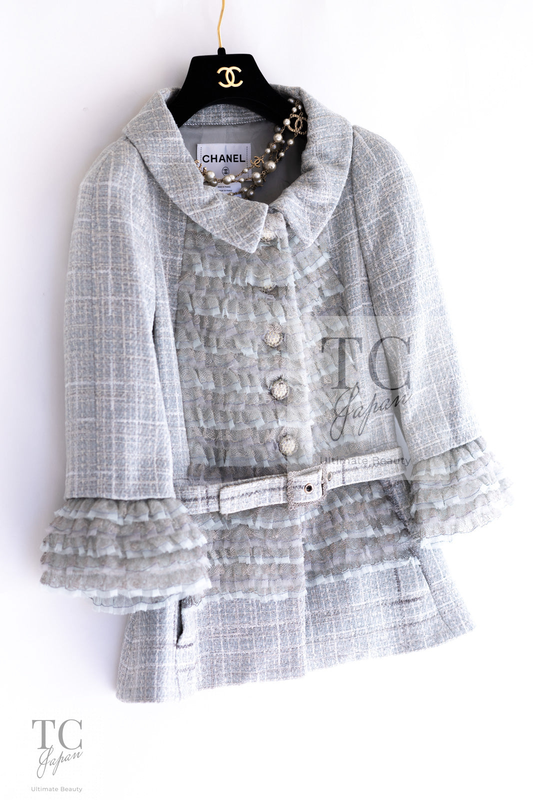 シャネル ジャケット CHANEL 13C ミント ブルー グレー シルバー