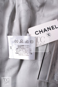 CHANEL 13C Mint Blue Gray Silver Ruffle Lace Tweed Jacket 34 シャネル ミント ブルーグレー ラッフル シルバー レース ツイード ジャケット 即発