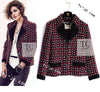 CHANEL 15A Burgundy Red Black Wool Tweed Jacket 36 38 シャネル バーガンディー レッド ブラック ウール ジャケット 即発