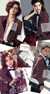 CHANEL 15A Burgundy Red Black Wool Tweed Jacket 36 38 シャネル バーガンディー レッド ブラック ウール ジャケット 即発