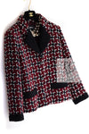 CHANEL 15A Burgundy Red Black Wool Tweed Jacket 36 38 シャネル バーガンディー レッド ブラック ウール ジャケット 即発