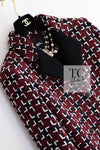 CHANEL 15A Burgundy Red Black Wool Tweed Jacket 36 38 シャネル バーガンディー レッド ブラック ウール ジャケット 即発