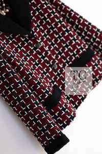 CHANEL 15A Burgundy Red Black Wool Tweed Jacket 36 38 シャネル バーガンディー レッド ブラック ウール ジャケット 即発