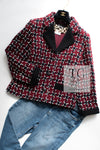 CHANEL 15A Burgundy Red Black Wool Tweed Jacket 36 38 シャネル バーガンディー レッド ブラック ウール ジャケット 即発