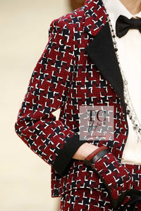 CHANEL 15A Burgundy Red Black Wool Tweed Jacket 36 38 シャネル バーガンディー レッド ブラック ウール ジャケット 即発