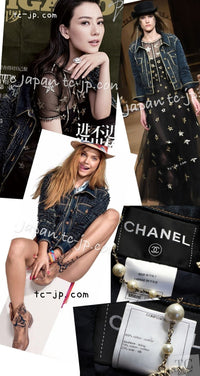 CHANEL 14PF Navy Blue Cotton Dark Washed Denim Jacket 34 36 シャネル ネイビー ブルー コットン ダーク ウォッシュド デニム ジャケット Gジャン CCボタン 即発