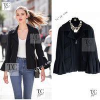 CHANEL 13C Black Flare Sleeves Wool Zipper Tweed Jacket 36 シャネル ブラック フレアスリーブ ウール ジッパー ジャケット 即発