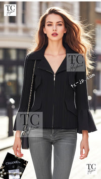 CHANEL 13C Black Flare Sleeves Wool Zipper Tweed Jacket 36 シャネル ブラック フレアスリーブ ウール ジッパー ジャケット 即発