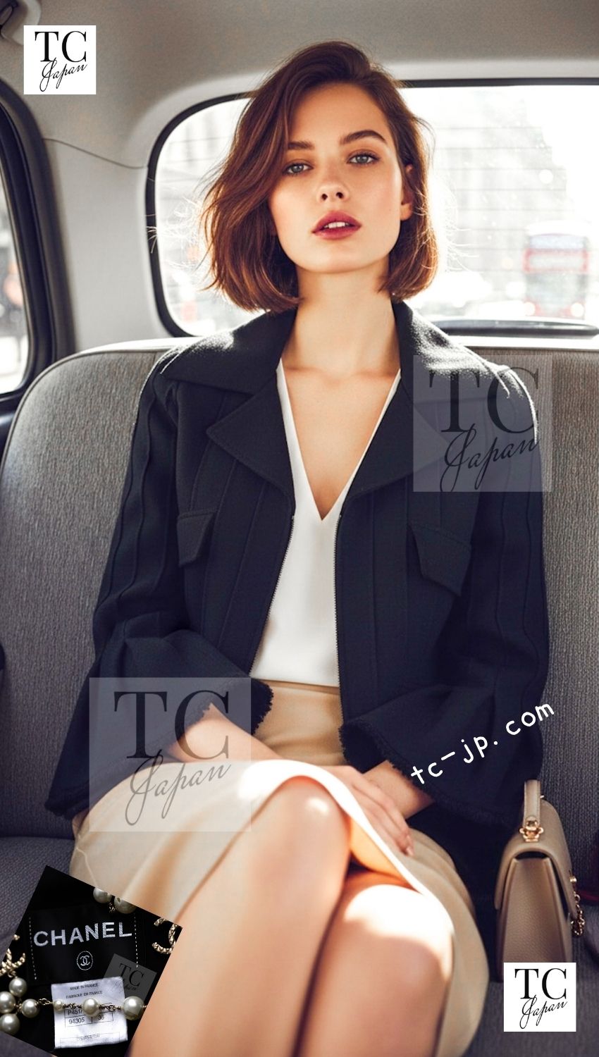 CHANEL 13C Black Flare Sleeves Wool Zipper Tweed Jacket 36 シャネル ブラック フレアスリーブ ウール ジッパー ジャケット 即発