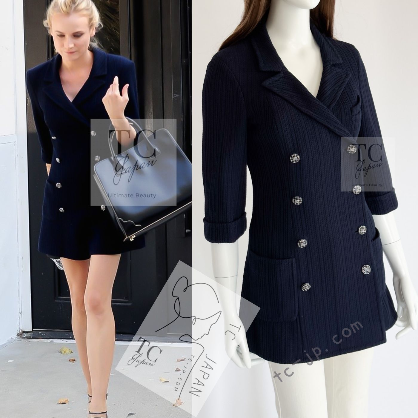 CHANEL 13S Navy Double Cotton Jacket 36 シャネル ネイビー ダブル コットン ジャケット 即発