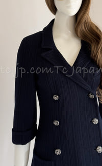 CHANEL 13S Navy Cotton Tweed Bottom Culottes Jumpsuit 34 シャネル ネイビー コットン ツイード ボトムキュロット ジャンプスーツ 即発