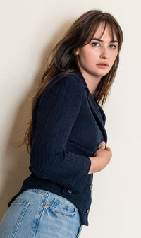 CHANEL 13S Navy Double Cotton Jacket 36 シャネル ネイビー ダブル コットン ジャケット 即発