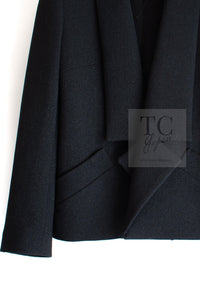 CHANEL 14B Black Metallic CC Buttons Wool Tweed Blazer Jacket 42 シャネル ブラック メタリック ココボタン ウール ツイード ブレザー ジャケット 即発