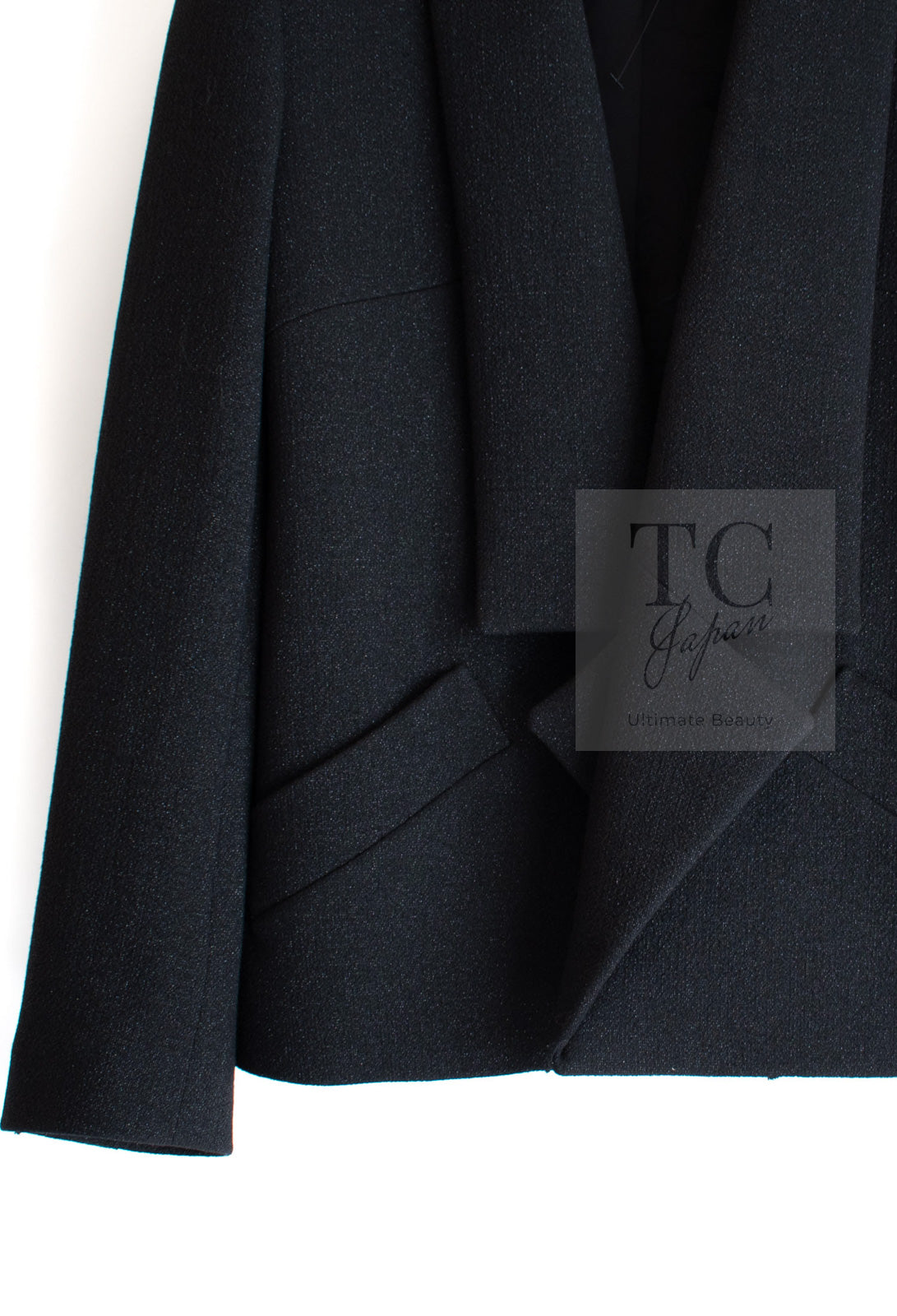 CHANEL 14B Black Metallic CC Buttons Wool Tweed Blazer Jacket 42 シャネル ブラック メタリック ココボタン ウール ツイード ブレザー ジャケット 即発