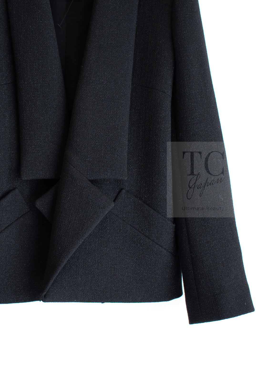 CHANEL 14B Black Metallic CC Buttons Wool Tweed Blazer Jacket 42 シャネル ブラック メタリック ココボタン ウール ツイード ブレザー ジャケット 即発