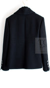 CHANEL 14B Black Metallic CC Buttons Wool Tweed Blazer Jacket 42 シャネル ブラック メタリック ココボタン ウール ツイード ブレザー ジャケット 即発