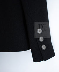 CHANEL 14B Black Metallic CC Buttons Wool Tweed Blazer Jacket 42 シャネル ブラック メタリック ココボタン ウール ツイード ブレザー ジャケット 即発