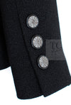 CHANEL 14B Black Metallic CC Buttons Wool Tweed Blazer Jacket 42 シャネル ブラック メタリック ココボタン ウール ツイード ブレザー ジャケット 即発