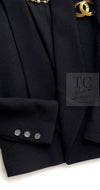 CHANEL 14B Black Metallic CC Buttons Wool Tweed Blazer Jacket 42 シャネル ブラック メタリック ココボタン ウール ツイード ブレザー ジャケット 即発