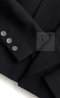 CHANEL 14B Black Metallic CC Buttons Wool Tweed Blazer Jacket 42 シャネル ブラック メタリック ココボタン ウール ツイード ブレザー ジャケット 即発