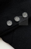CHANEL 14B Black Metallic CC Buttons Wool Tweed Blazer Jacket 42 シャネル ブラック メタリック ココボタン ウール ツイード ブレザー ジャケット 即発