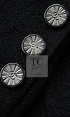CHANEL 14B Black Metallic CC Buttons Wool Tweed Blazer Jacket 42 シャネル ブラック メタリック ココボタン ウール ツイード ブレザー ジャケット 即発