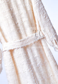 CHANEL 06A Ivory Off White Lesage Tweed Jacket Coat Skirt Suit Set 38 40 シャネル アイボリー オフホワイト ルサージュ ジャケット コート スカート スーツ セット 即発