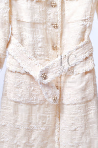 CHANEL 06A Ivory Off White Lesage Tweed Jacket Coat Skirt Suit Set 38 40 シャネル アイボリー オフホワイト ルサージュ ジャケット コート スカート スーツ セット 即発