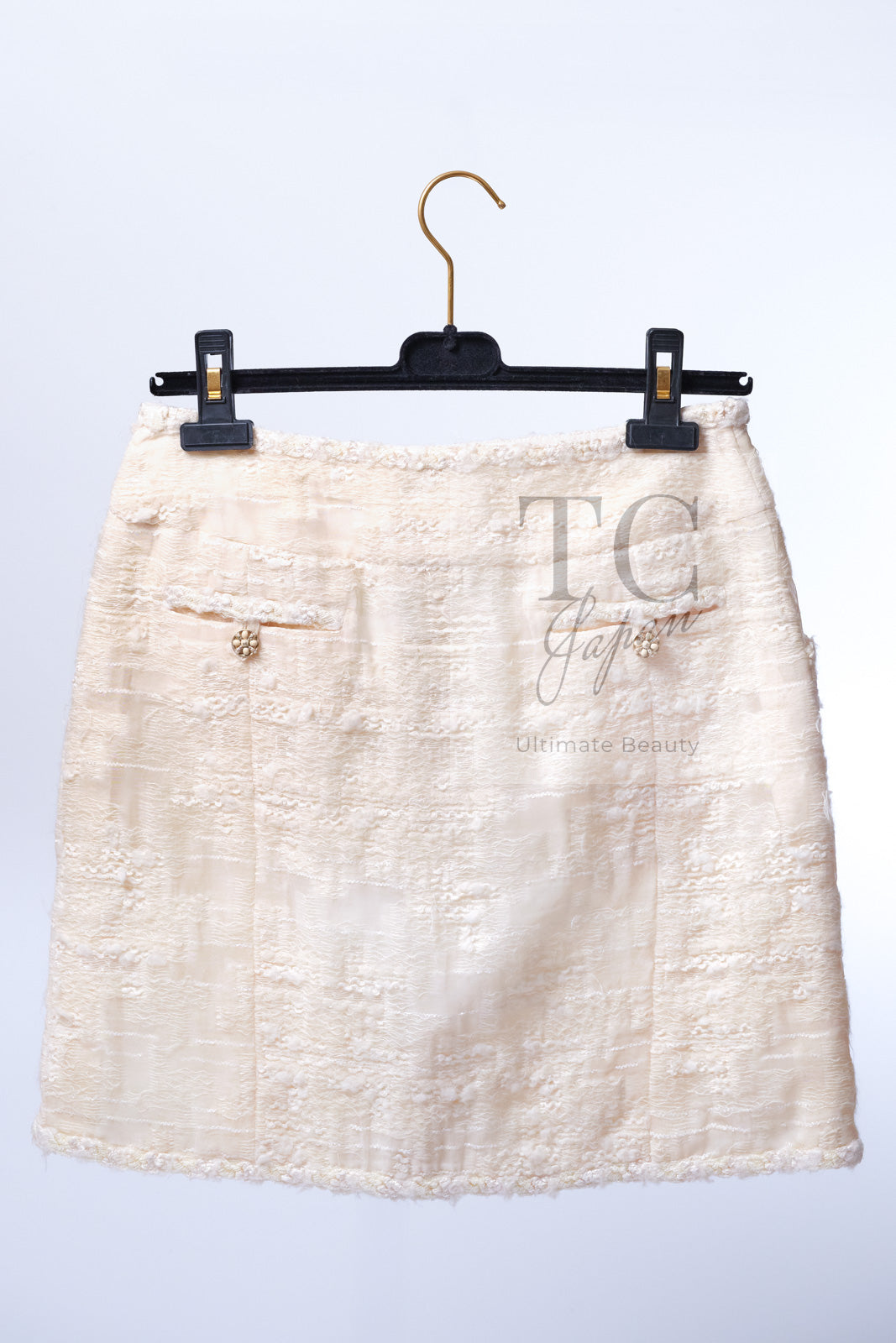 シャネル スカート CHANEL アイボリー オフホワイト ルサージュ
