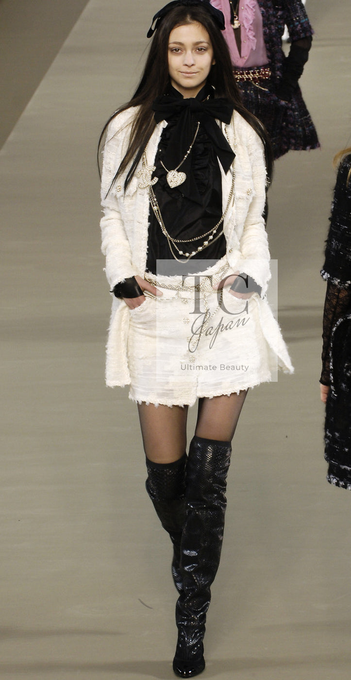 シャネル スカート CHANEL アイボリー オフホワイト ルサージュ
