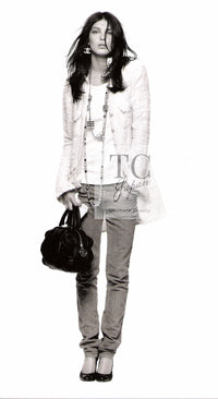 CHANEL 06A Ivory Off White Lesage Tweed Jacket Coat Skirt Suit Set 38 40 シャネル アイボリー オフホワイト ルサージュ ジャケット コート スカート スーツ セット 即発