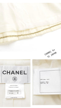 CHANEL 11C Ivory Cream Simple Single Logo Button Tailored Wool Jacket 38 シャネル アイボリー クリーム ウール シンプル ブレザー ジャケット ココボタン 即発